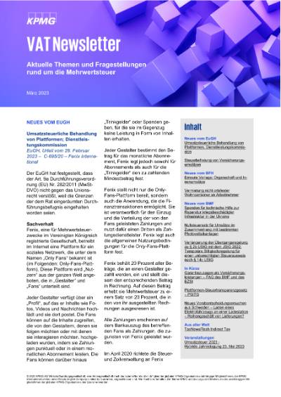 VAT Newsletter März 2023 KPMG Deutschland