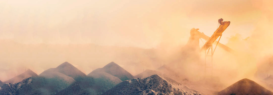 Open pit mining processing stone and gravel