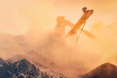 Open pit mining processing stone and gravel