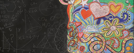 colorful artwork on a blackboard