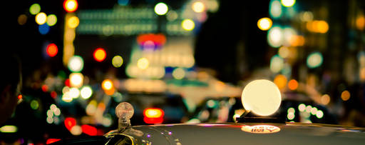 Top view of a cab at night