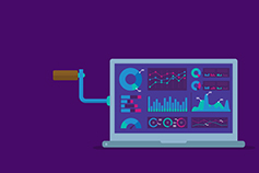 laptop on purple background