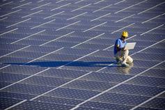 Man working on Solar panels