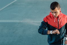 running man looking at watch