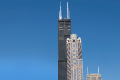 Blue sky with building