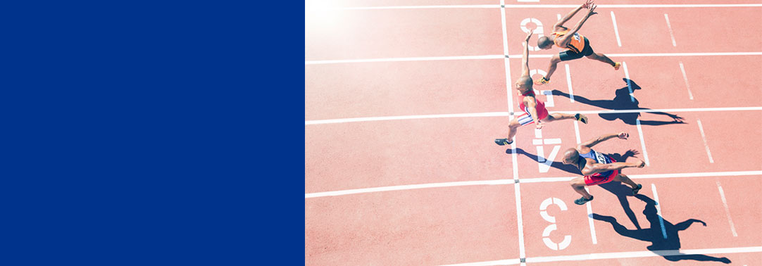 3 racing men ending race