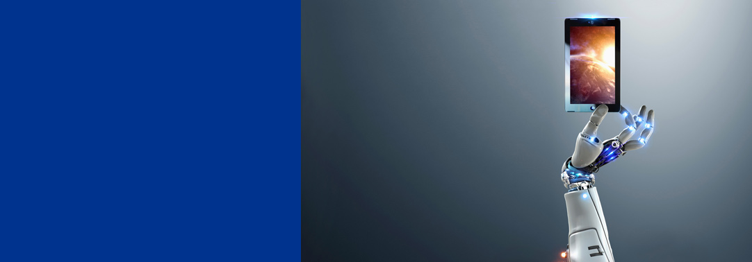 robot holding tablet