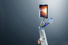 robot holding tablet