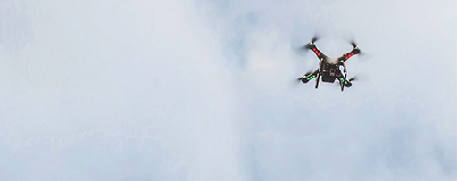 Drone flying in open sky