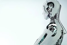 White silver robot torso