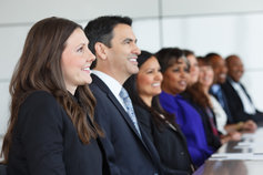 Business people looking in straight direction