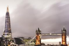 Modern city with grey sky at twilight london