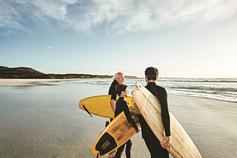 Three men going surfing - three generations