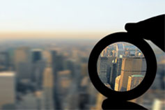 Building through lens grey