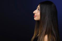 Side view of a girl with long hairs