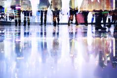 Abstract, pedestrians group of people blurred motion 