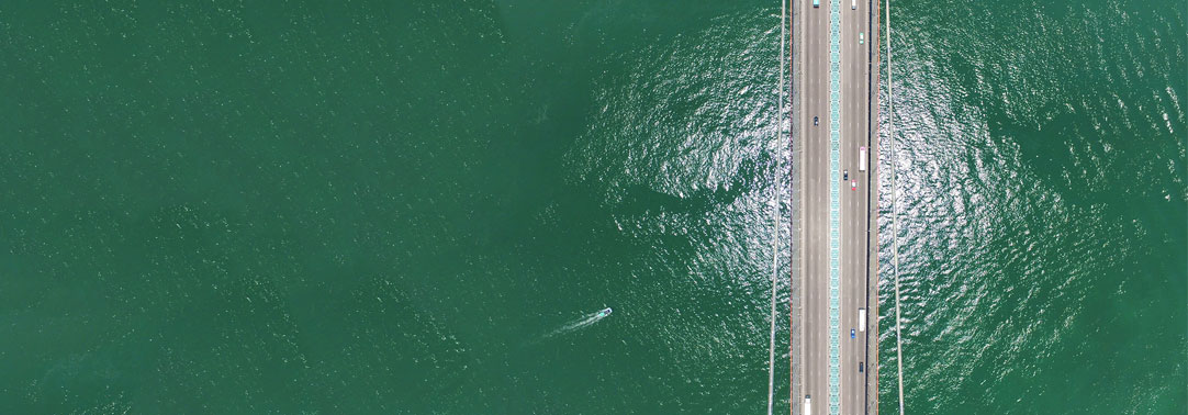 Aerial view of bridge over sea