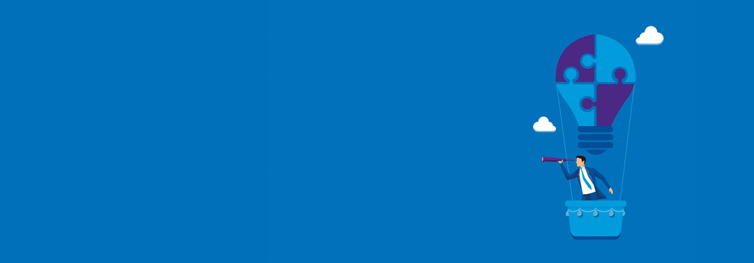 Man looking through binoculars in parachute