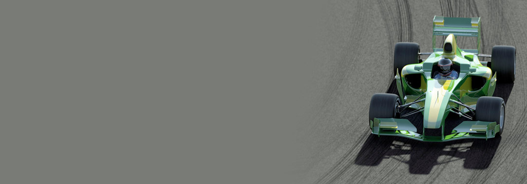 Green racing car on race track