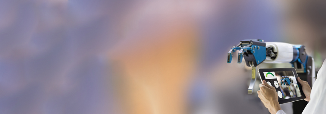 Tablet controlling a robot arm