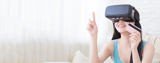 Woman virtual reality shopping