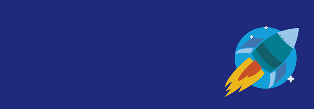 Rocket illustration against blue background