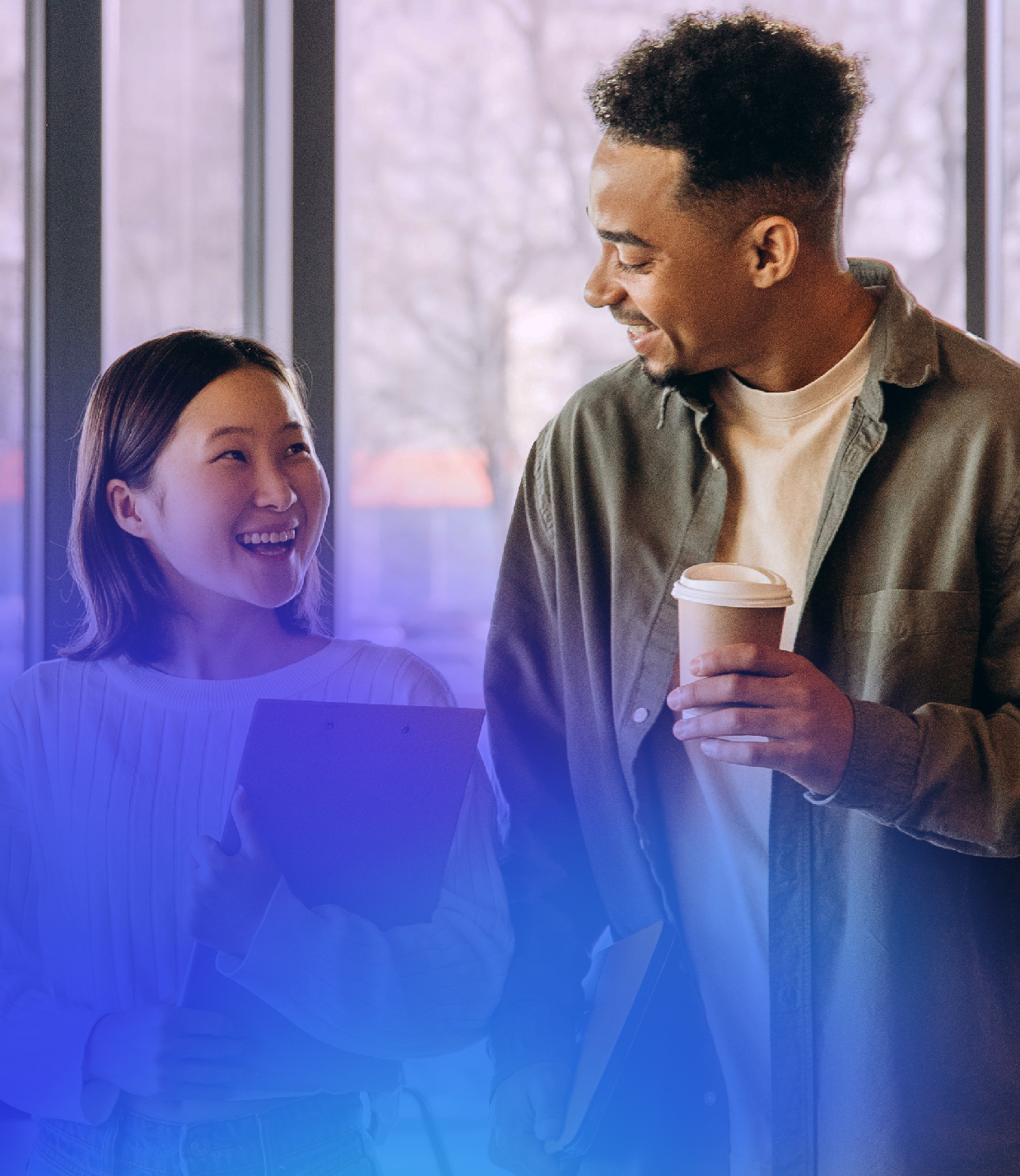 Two young people talking