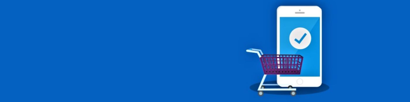 Smartphone und Einkaufswagen