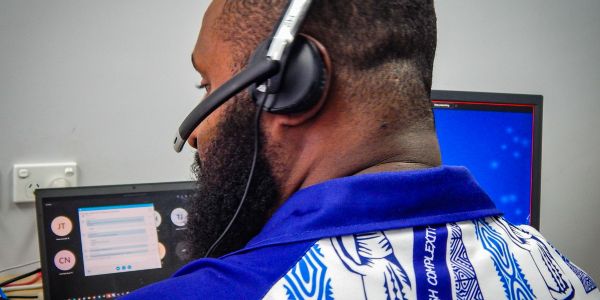 man answering the phone