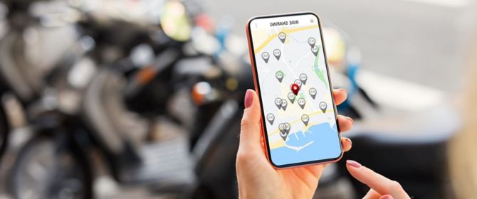 smartphone showing scooter sharing locations