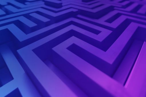 Blue and purples 3D maze shapes