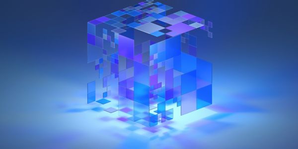 3D blue abstract cube