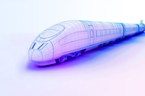 3D model wireframe of a high speed train