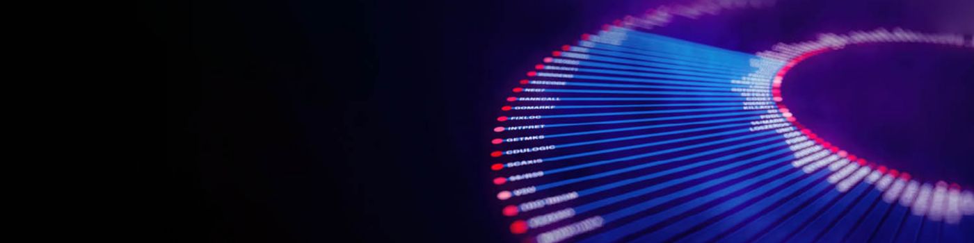 Dark image with abstract blue and red highlights