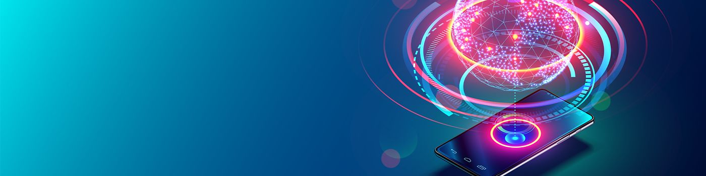 ilustração de uma celular ligado a um globo