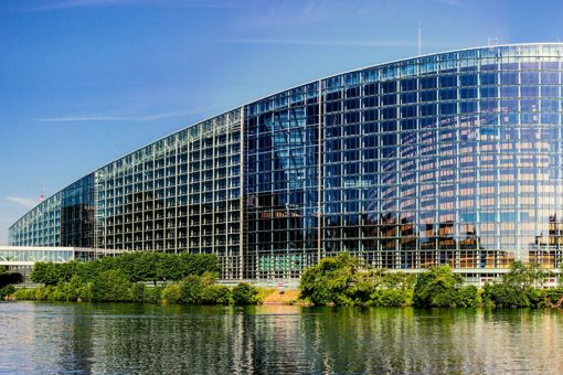 A building next to the lake