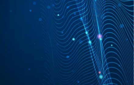 Illustration vector abstract wave motion pattern and dynamic mesh line on dark blue background