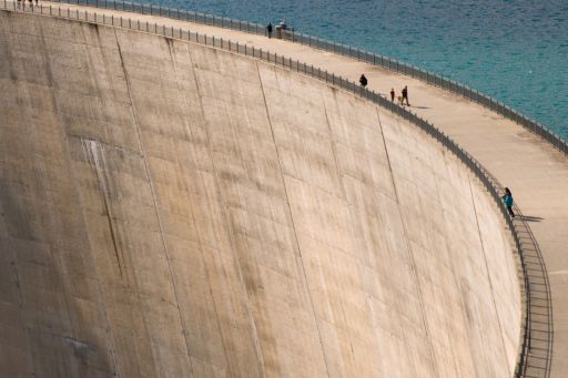 Wall of a dam holding up water
