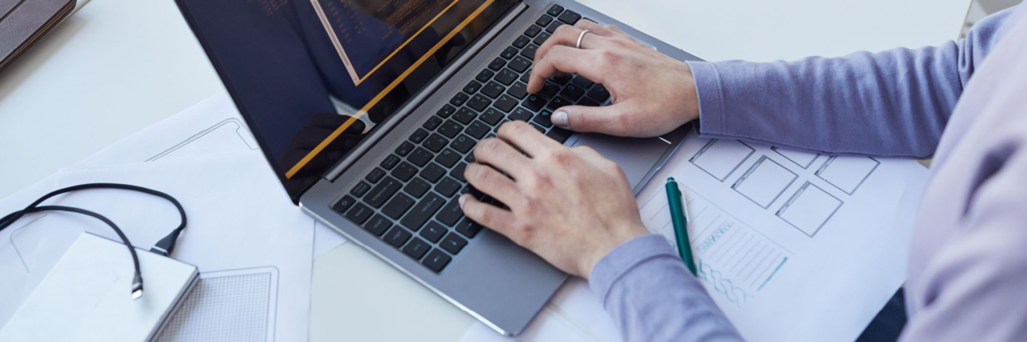 Woman working on laptop