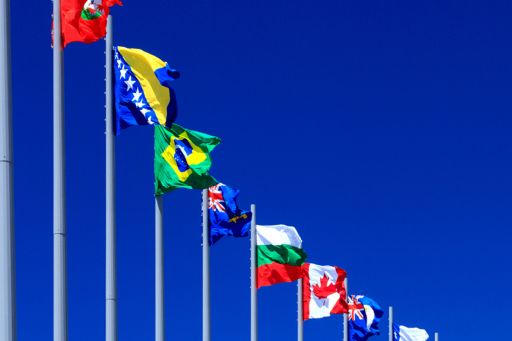 International flags from multiple countries