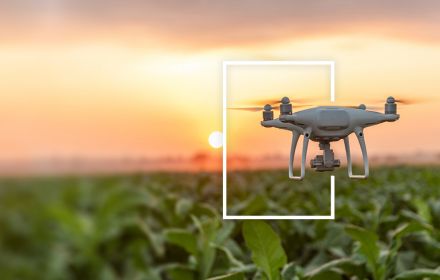 Drone technology overlooking crops