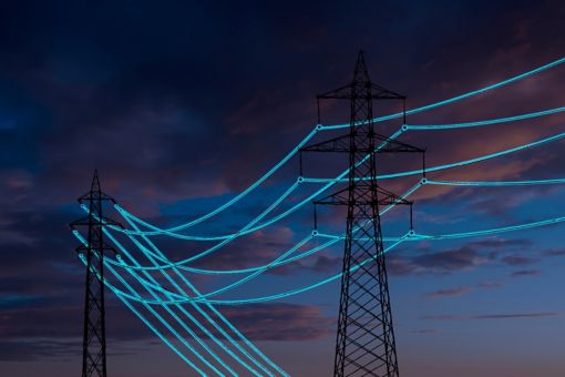Power lines at night