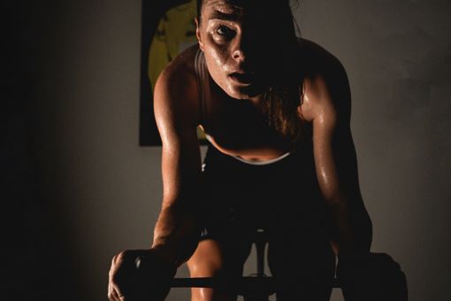 Female rider Lotte Kopecky breaking a sweat while training