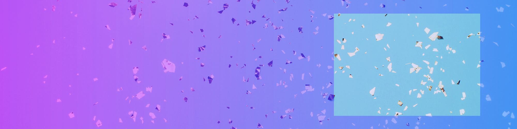 Gold confetti on blue background