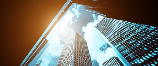 Prédios na cor azul