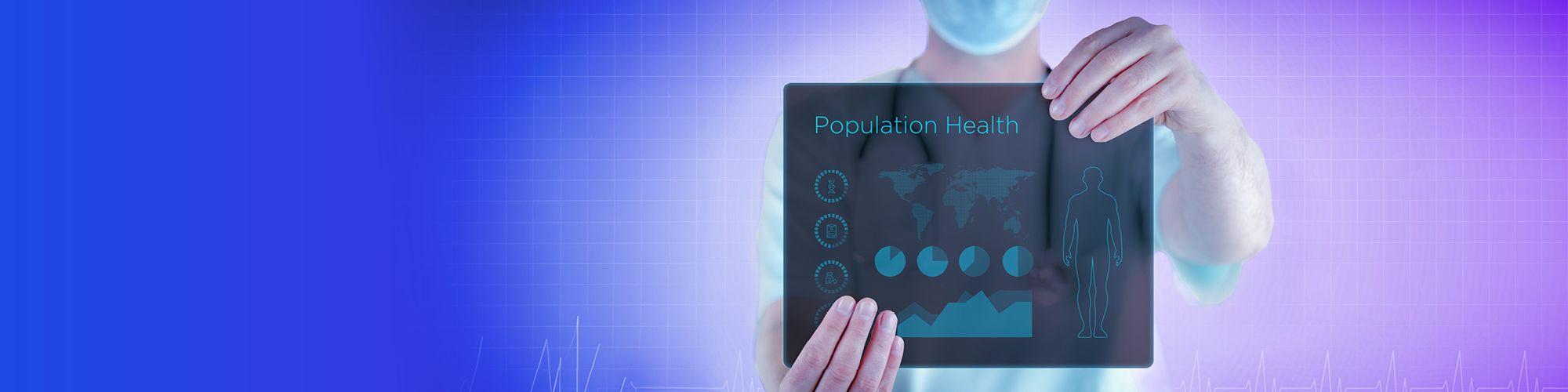 A person holds the board with the text of population health.