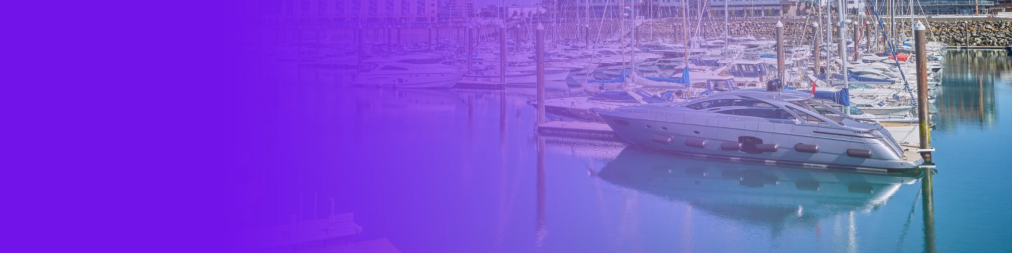 purple gradient fading into a marina with boat