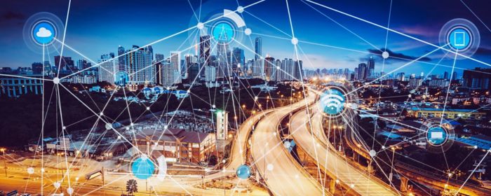 aerial view of city during night