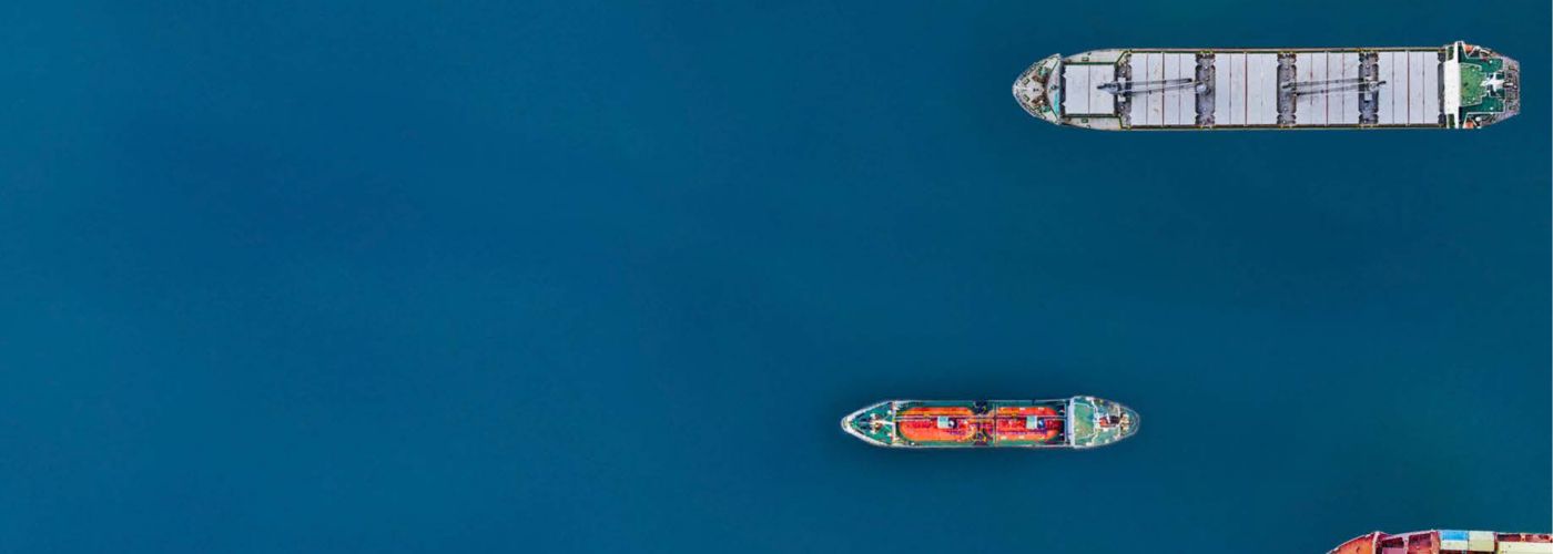 Aerial view of ships