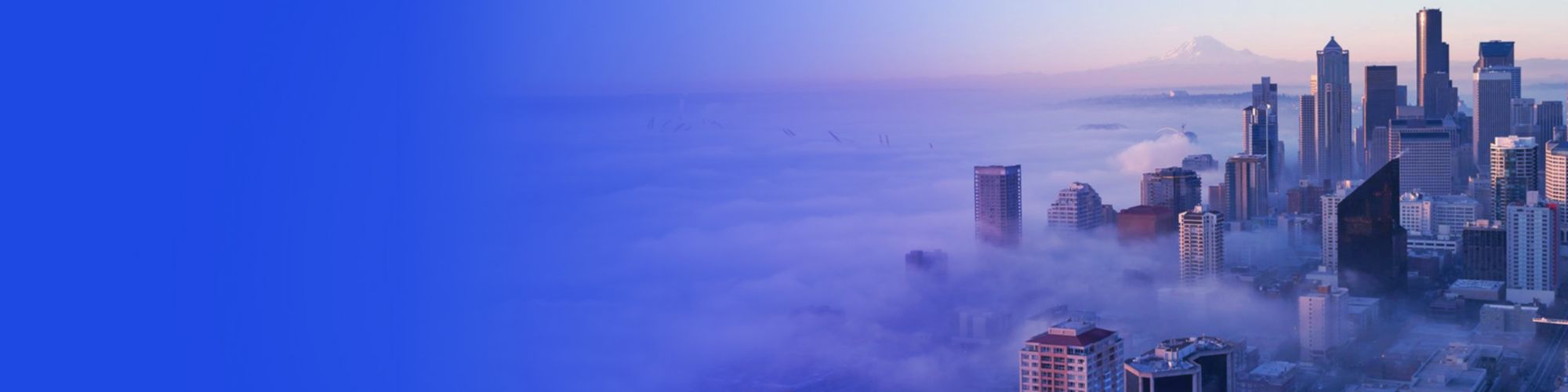Aerial view of skyscrapers in the clouds